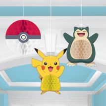 3 Décorations Nid D'Abeille Pokémon - Amscan