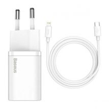 Baseus Chargeur Secteur Usb-c 20w Avec Câble Usb-c/lightning Blanc