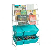 Sobuy Kmb07-b Bibliothèque + Coffre De Rangement Coffre À Jouets Étagère À Livres Pour Enfants - Sobuy