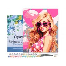 Peinture Par Numéro Figured'art Avec Cadre Ballons Roses Et Diva - Activité Manuelle Kit De Loisir Créatif Diy Numéro D'Art Complet - 40x50cm Toile