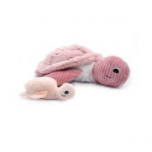 Peluche Tortue Géante Sauvenou Maman Et Son Bébé Rose - Les Ptipotos - Les Déglingos