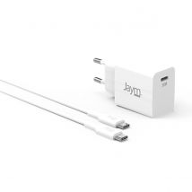 Jaym Pack Chargeur Secteur Gan 30w Usb-c Avec Câble Usb-c 2m Rapide Compact Blanc