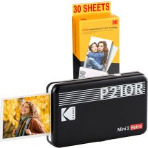 Kodak Pack Mini Imprimante P210 Retro 2 + Cartouche Et Papier Pour 30 Photos - Imprimante Connectée Bluetooth - Photos Format Cb 5,3 X 8,6 Cm - 
