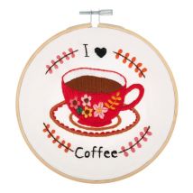 Kit De Broderie i Love Coffee Avec Cercle En Bois De 15 Cm – Trimits 58 I Love Coffee