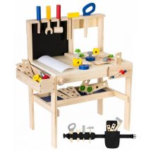 Etabli Enfant Atelier De Bricolage En Bois Avec Ceinture Papier Tableau + 75 Pièces - Mamabrum