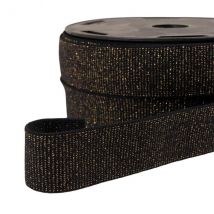 Bobine 20m Élastique Boxer Métallisé Noir/or 32mm - MyMercerie