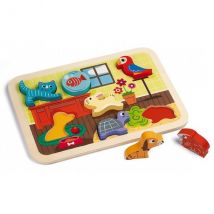 Puzzle Chunky Animo En Bois En Bois 7 Pieces - Figurines Animaux Domestiques - Janod - J07024 - Janod