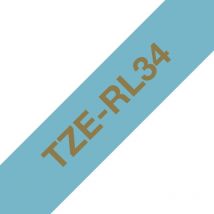 Cartouche Ruban Brother 12mm Tissu Doré Sur Bleu Clair Tze-rl34