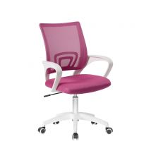 Chaise Bureau Ergonomique Pivotante Réglable Haut Bas, Siège Textile Mesh, Renfort Lombaire, Roulettes Souples Flag-e (rose Blanc) - Kayelles