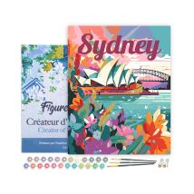 Peinture Par Numéro Figured'art Avec Cadre - Affiche De Voyage Sydney - Kit De Loisir Créatif Diy Numéro D'Art Complet - 40x50cm Toile Tendue Sur