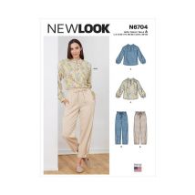 Patron New Look 6704 - Ensemble Blouse Col Montant Et Pantalon Bouffant Du 36 Au 48 Taille N°fr 36-48