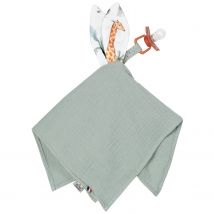 Doudou Lapin Attache Tétine En Gaze De Coton, Safari - Sevira Kids