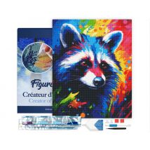 Diamond Painting Broderie Diamant Figured’art 40x50cm Toile Tendue Sur Châssis En Bois - Diamants Carrés - Raton Laveur Coloré Abstrait - Figured'Art