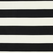 Tissu Toile Canvas Rayures Marinella Noires Sur Fond Blanc Cassé - Au Mètre - Craftine
