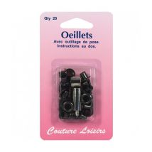 Oeillets Avec Outillage Couleur Noir X 20 - Distrifil Bk Noir