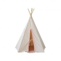 Tente Tipi Avec Pompoms - Beige Rose - Moi Mili