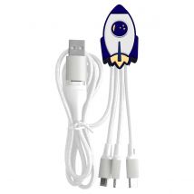 Yello Koko Câble 5 En 1 Andy Xxl Micro Usb / Usb C / Lightning Vers Usb A Et C Fusée 1m Blanc / Bleu - Yello Koko