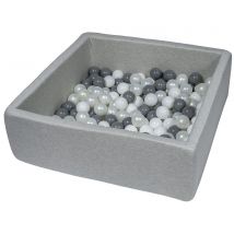 Piscine À Balles Pour Enfant, 90x90 Cm, Aire De Jeu + 150 Balles Blanc, Perle, Gris - Velinda