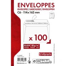 Paquet De 100 Enveloppes - Blanches - C6 114x162mm - Auto-adhésive - Clairefontaine