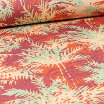 Tissu Toile Transat Dralon Bambou Sur Fond Orange - Craftine