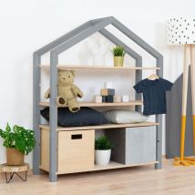 Etagère Cabane Polly - Bois Gris Et Naturel - Benlemi