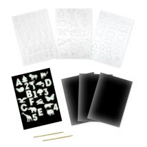 Kit Enfant Cartes À Gratter Phosporescent Et Pochoirs - Megacrea DIY