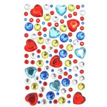 Stickers Strass Coeurs Couleurs Vives 0,7 À 1,7 Cm 109 Pièces - Megacrea DIY