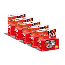 Agfa Photo 601020 - Pack 5 Appareils Photo Jetable Lebox Flash, 27 Photos, Objectif Optique 31 Mm - Gris Et Rouge - Agfa Photo