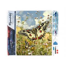 Diamond Painting Broderie Diamant Figured’art 40x50cm Toile Entière Roulée Avec Diamants Carrés - Papillon Proserpine Et Fleurs Des Champs - 