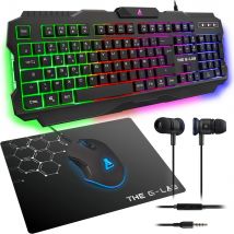 Combo Gaming G-lab Helium - Souris Réactive - Clavier Rétro Éclairé - Ecouteurs Intra - Tapis De Souris Antidérapant - Noir - The G-Lab