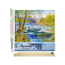 Peinture Par Numéro Figured'art - La Pêche Au Printemps, Pont De Clichy - Van Gogh - Kit De Loisir Créatif Diy Numéro D'Art Complet - 40x50cm Toile