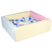 Piscine À Balles Carrée Avec 200 Balles – Bords 3 Couleurs/blanc, Transparent, Bleu, Gris - Velinda