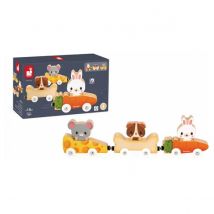 La Ferme Familiers Magnetiques-jouet D Eveil-3 Vehicules + 3 Animaux - Jura Toys