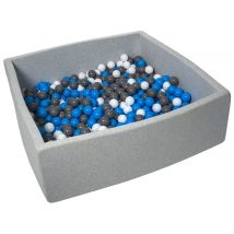 Piscine À Balles Pour Enfant, 20x120 Cm, Aire De Jeu + 600 Balles Blanc, Bleu, Gris - Velinda