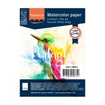Papier Aquarelle Florence - Lisse - 100 Feuilles - Blanc - A6 - 300 G/m²