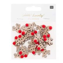 Confettis Rennes En Bois Pailletés Dorés - Rico Design