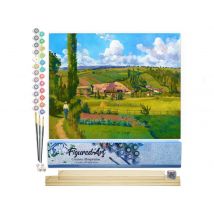 Peinture Par Numéro Figured'art - Paysage Aux Pâtis - Camille Pissarro - Kit De Loisir Créatif Diy Numéro D'Art Complet - 40x50cm Toile Roulée +