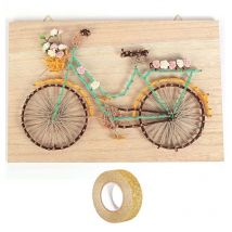 Coffret Cadre Bois String Art Bicyclette 30 Cm + Masking Tape Doré À Paillettes 5 M - Youdoit