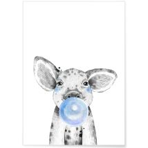 Poster Bulle De Bébé Cochon Bleue | A3 : 29,7x42cm - L'afficherie