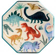 8 Assiettes - Royaume Des Dinosaures - Meri Meri