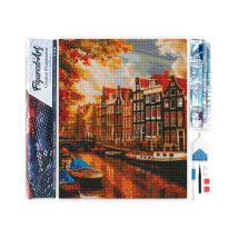 Diamond Painting Broderie Diamant Figured’art 40x50cm Toile Entière Roulée Avec Diamants Carrés - Soleil À Amsterdam - Figured'Art