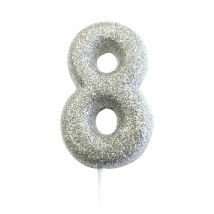 Bougie Argent Chiffre 8 - Creative Party