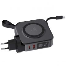 Force Power Powerbank Sans Fil Magnétique Magsafe 10000mah Avec Fonction Chargeur Voyage 20w Noir