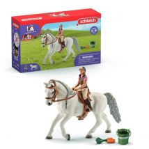Figurine Cavaliere Sur Jument Lipizzan - Cavalier Et Jument Réalistes Avec Seau Et Selle, 41433 Horse Club - Schleich