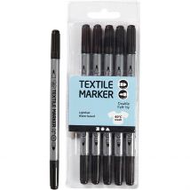 Feutres Textiles, Trait 2,3+3,6 Mm, Noir, 6 Pièces/ 1 Pq. - CC Hobby