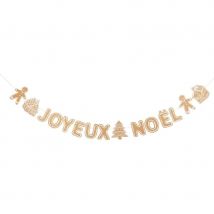Guirlande Joyeux Noël Pain D'Epice - Kraft Paillettes Blanches Irisées - Annikids