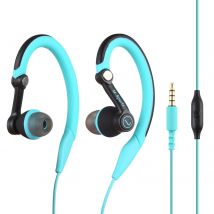 Casque Sport Intra-auriculaire Filaire Pour Running Gym Son Stéréo Vert Bleu Yonis - Yonis