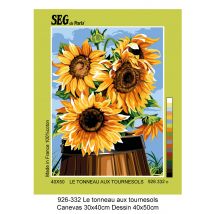 Canevas Antique Le Tonneau Aux Tournesols 40x50cm - SEG