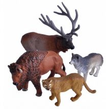 Set Animaux De La Foret - 4 Figurines - Cerf- Lynx - Loup - Bison - Wild Republic - 23768 - Wild Republic