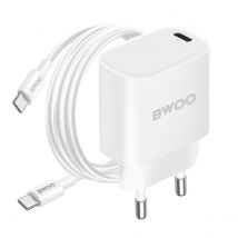 Bwoo Chargeur Secteur Usb C 20w Power Delivery Avec Câble Type C 1m Blanc